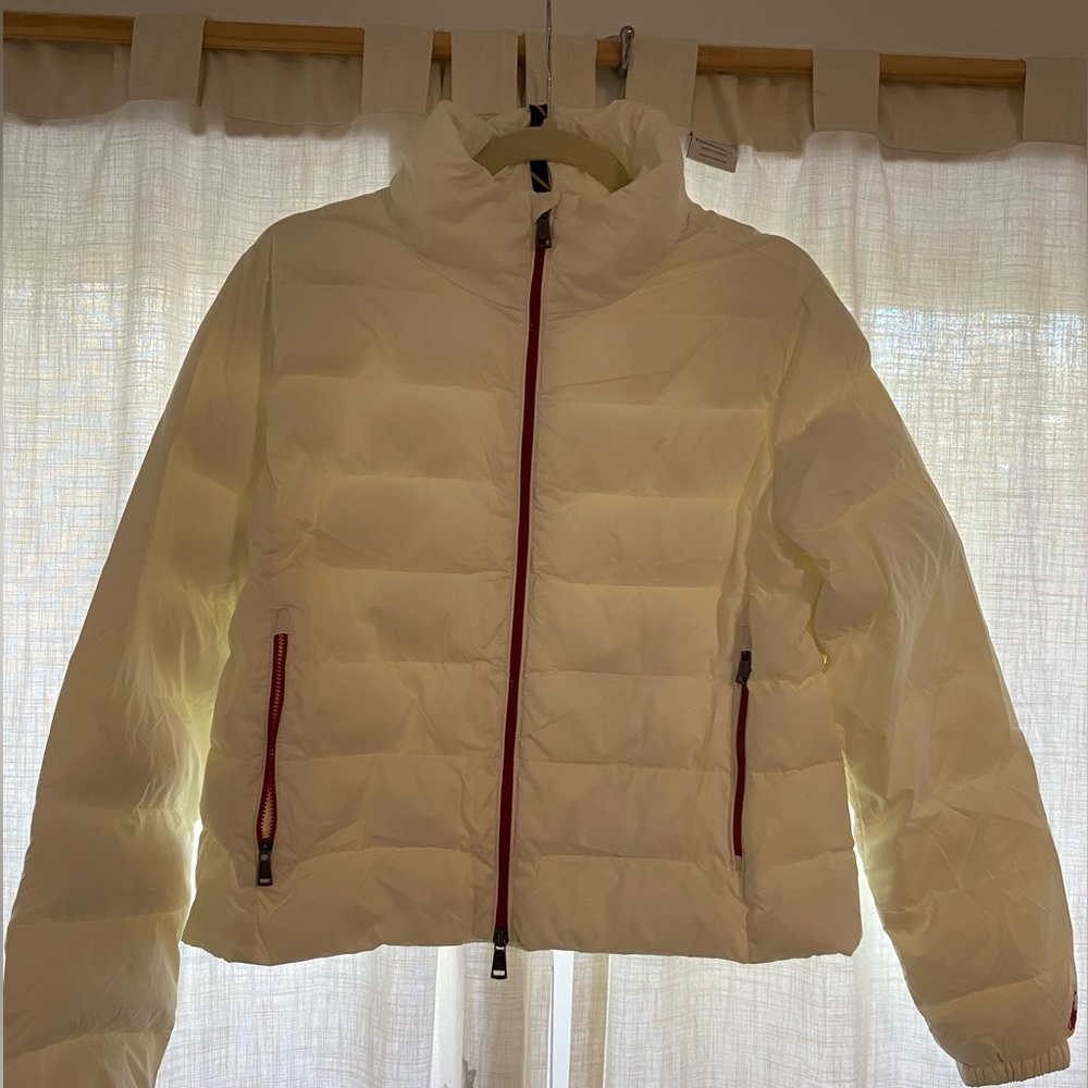 Ralph Lauren White Puffer Jacket with Red Accents